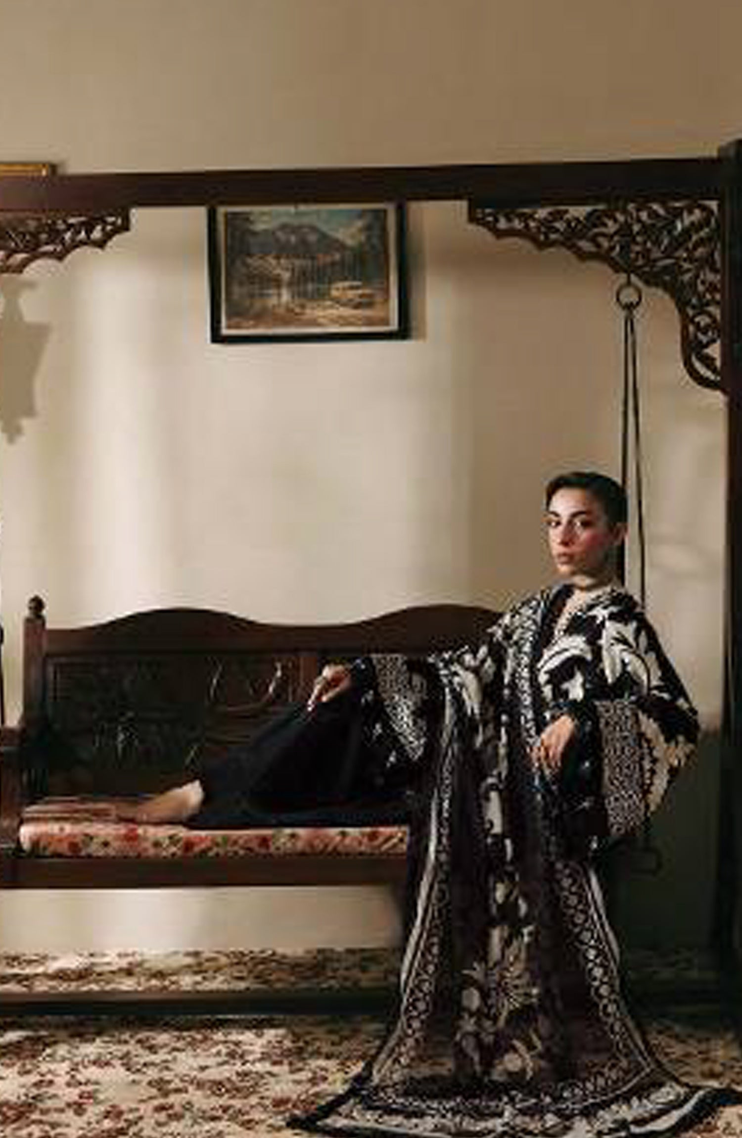 M. Basics Embroidered Slub Khaddar Unstitched 3 Piece Suit - D04B - MB26AST - Black - Winter Collection