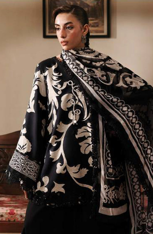 M. Basics Embroidered Slub Khaddar Unstitched 3 Piece Suit - D04B - MB26AST - Black - Winter Collection