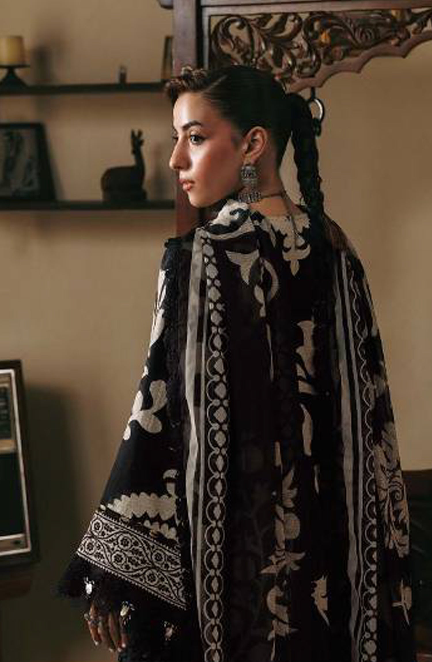 M. Basics Embroidered Slub Khaddar Unstitched 3 Piece Suit - D04B - MB26AST - Black - Winter Collection