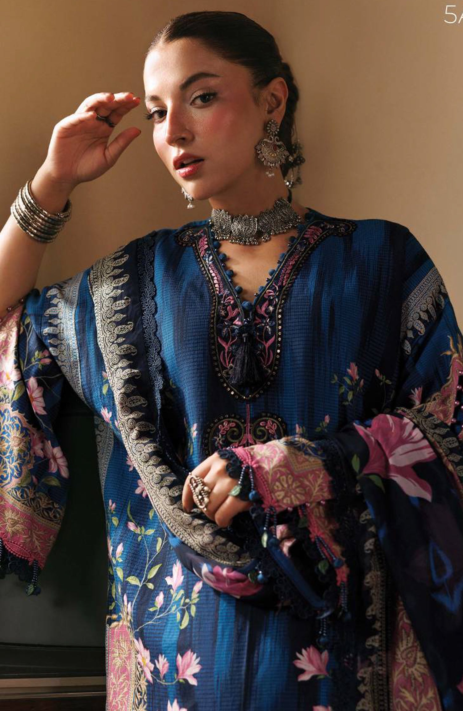 M. Basics Embroidered Slub Khaddar Unstitched 3 Piece Suit - D05A - MB26AST - Blue - Winter Collection
