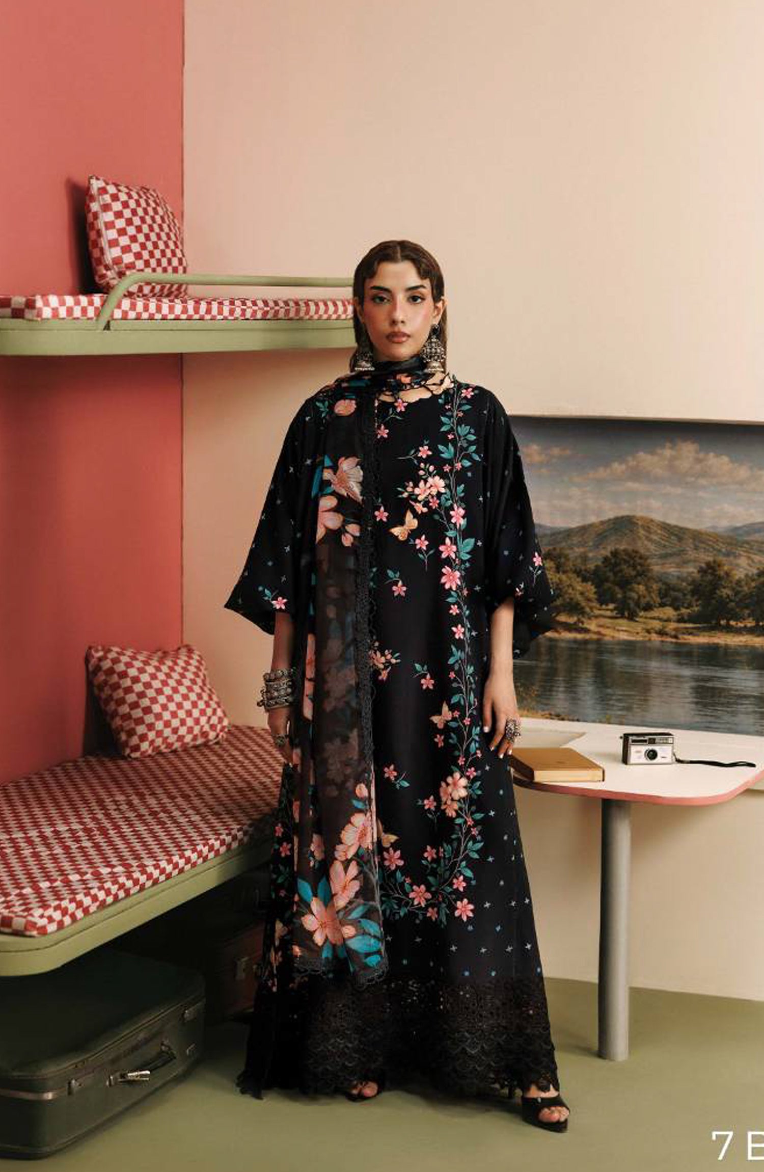 M. Basics Embroidered Linen Unstitched 3 Piece Suit - D07B - MB26AST - Black - Winter Collection
