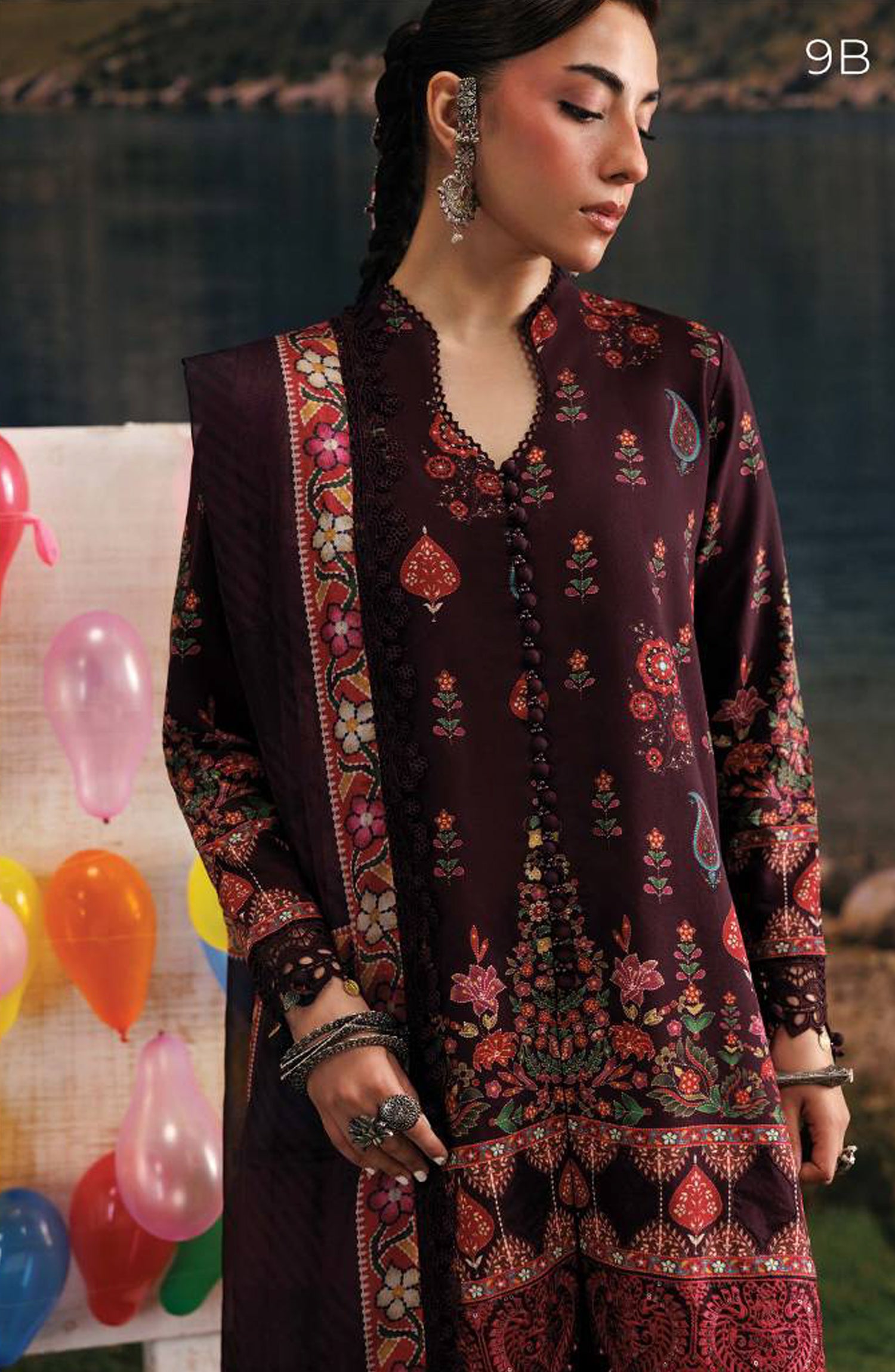 M. Basics Embroidered Linen Unstitched 3 Piece Suit - D09B - MB26AST - Purple - Winter Collection
