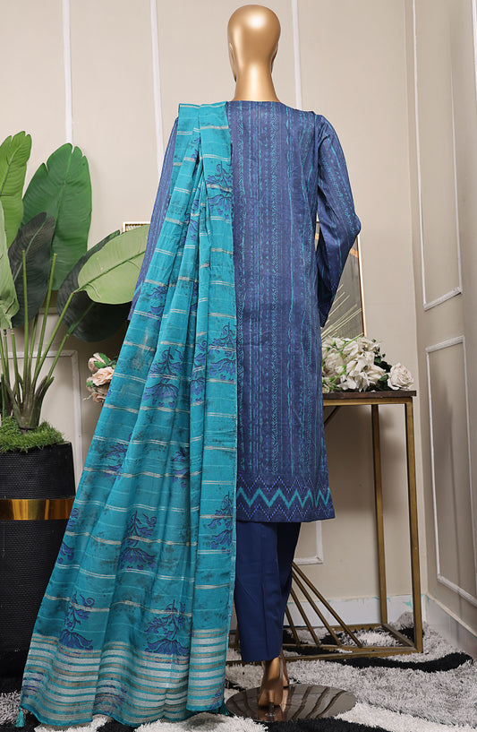 Mahee by HZ Textile Embroidered Cotton Lawn Unstitched 3 Piece Suit - HZ25MHE2 - MEJ-1256 - Blue - Summer Collection
