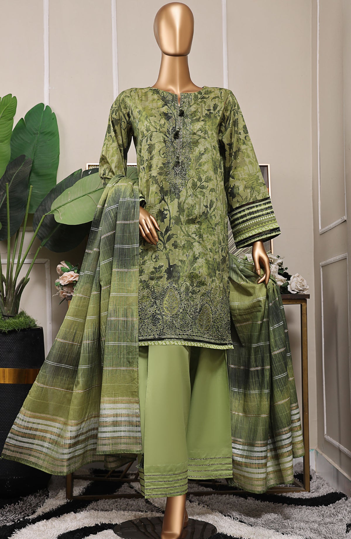 Mahee by HZ Textile Embroidered Cotton Lawn Unstitched 3 Piece Suit - HZ25MHE2 - MEJ-1252 - Green - Summer Collection