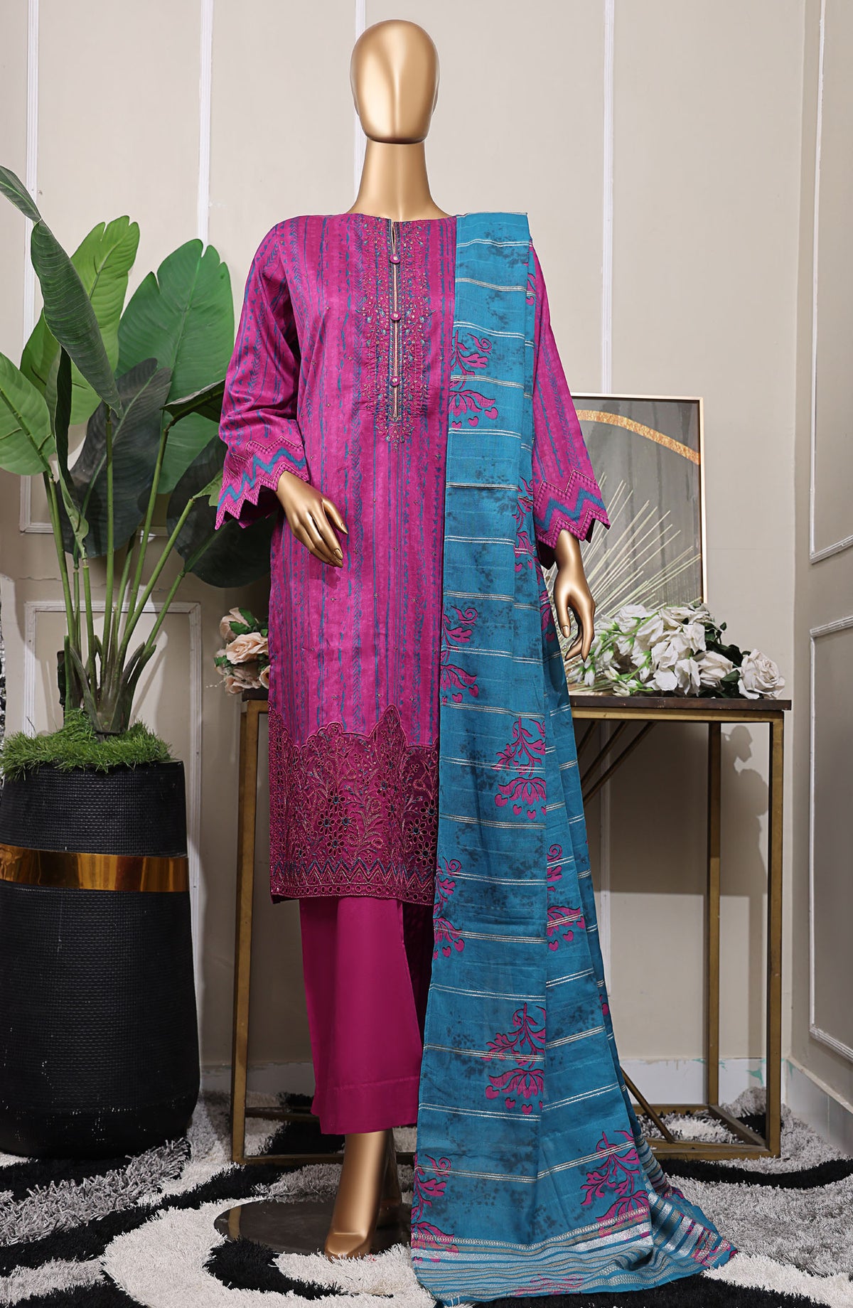 Mahee by HZ Textile Embroidered Cotton Lawn Unstitched 3 Piece Suit - HZ25MHE2 - MEJ-1257 - Pink - Summer Collection