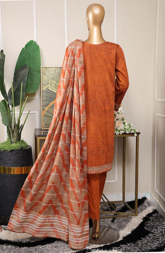 Mahee by HZ Textile Embroidered Cotton Lawn Unstitched 3 Piece Suit - HZ25MHE2 - MEJ-1254 - Orange - Summer Collection