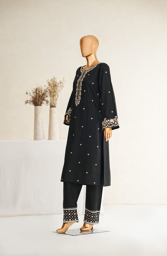 Maanavi by Amna Khadija Luxury Embroidered Khaddar Stitched 2 Piece Suit - MEK-05 - AM25MEKH - Black - Winter Collection