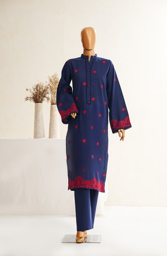 Maanavi by Amna Khadija Luxury Embroidered Khaddar Stitched 2 Piece Suit - MEK-03 - AM25MEKH - Blue - Winter Collection