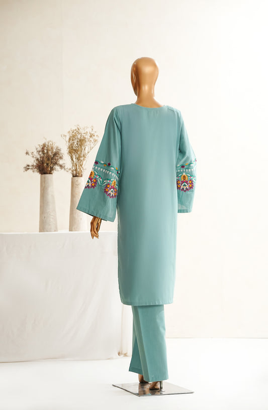 Maanavi by Amna Khadija Luxury Embroidered Khaddar Stitched 2 Piece Suit - MEK-01 - AM25MEKH - Blue - Winter Collection