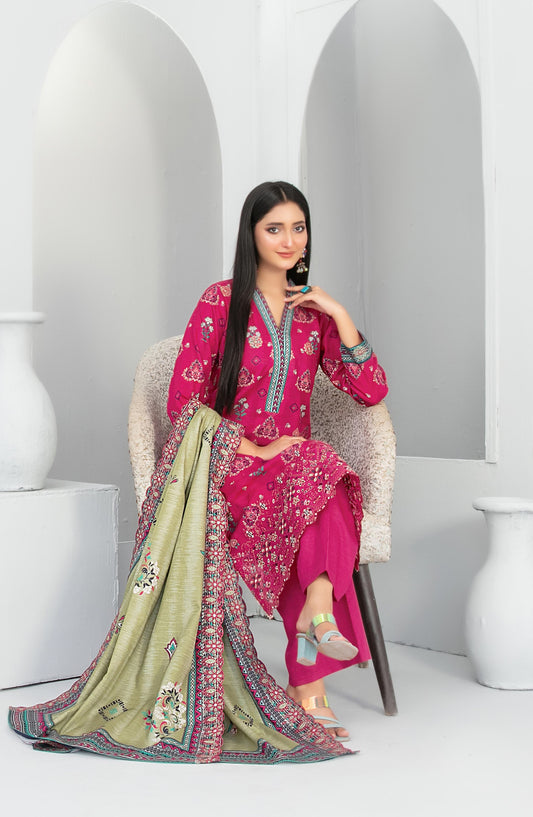 Madea by Tawakkal Fabrics Embroidered Khaddar Unstitched 3 Piece Suit - D-4778 - TF25MDEA - Pink - Winter Collection