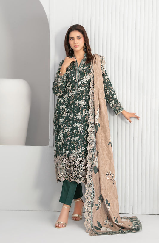 Madea by Tawakkal Fabrics Embroidered Khaddar Unstitched 3 Piece Suit - D-4777 - TF25MDEA - Green - Winter Collection