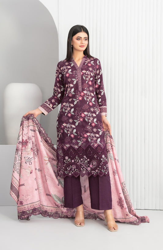 Madea by Tawakkal Fabrics Embroidered Khaddar Unstitched 3 Piece Suit - D-4773 - TF25MDEA - Purple - Winter Collection