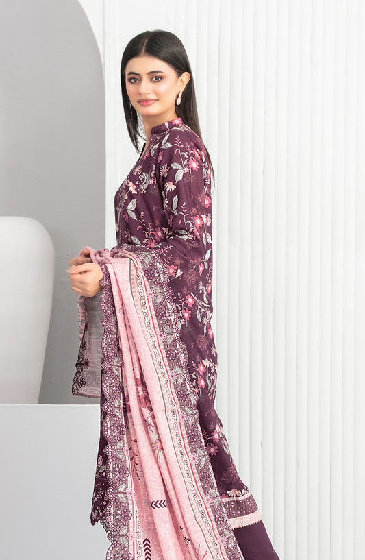 Madea by Tawakkal Fabrics Embroidered Khaddar Unstitched 3 Piece Suit - D-4773 - TF25MDEA - Purple - Winter Collection