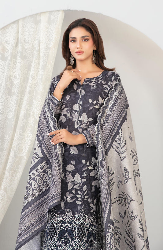 Madea by Tawakkal Fabrics Embroidered Khaddar Unstitched 3 Piece Suit - D-4771 - TF25MDEA - Blue - Winter Collection