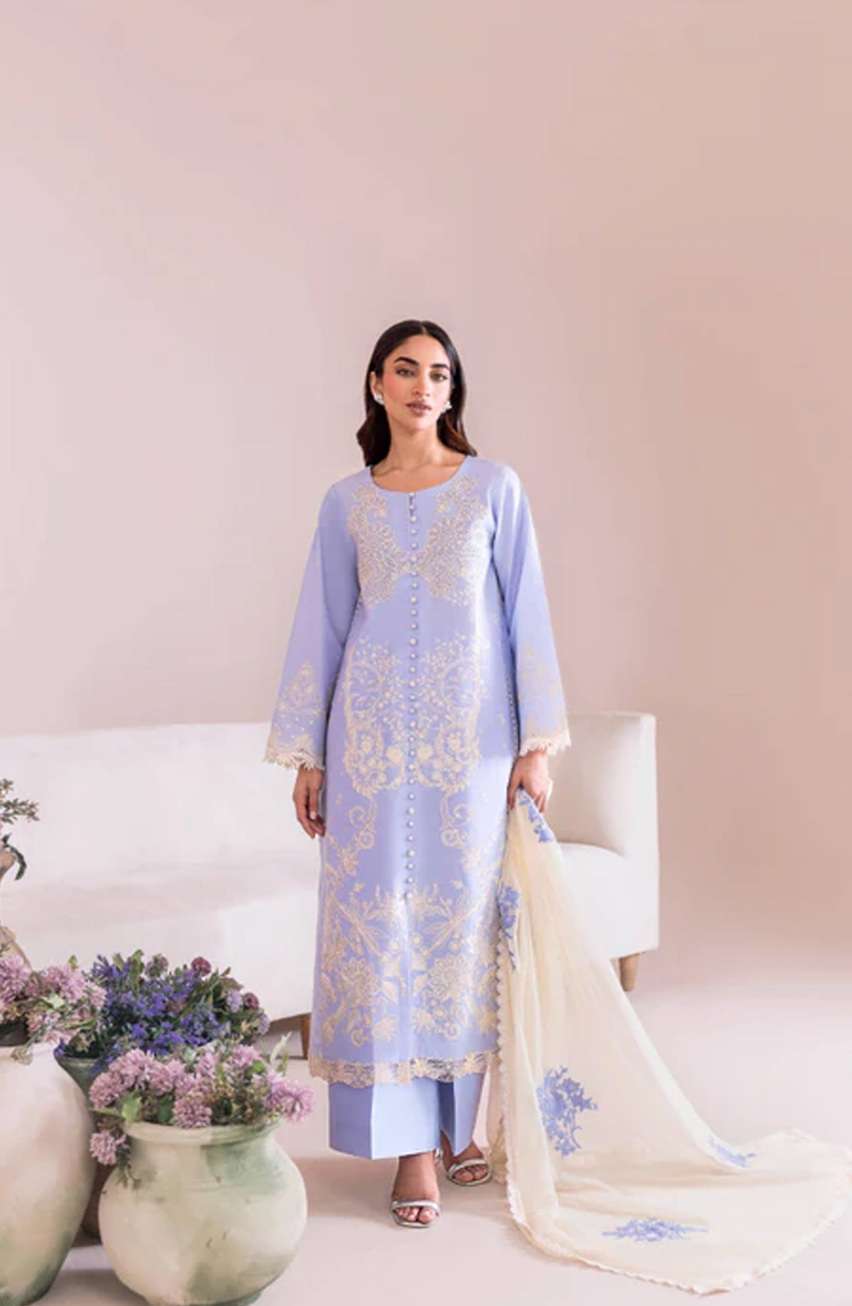 Magnolia Garden by Manara Embroidered Lawn Unstitched 3 Piece Suit - IRIS - MNR25MG - Purple - Summer Collection
