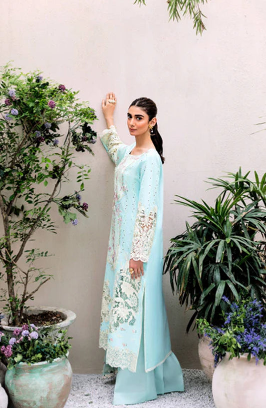Magnolia Garden by Manara Embroidered Lawn Unstitched 3 Piece Suit - AZURE - MNR25MG - Blue - Summer Collection