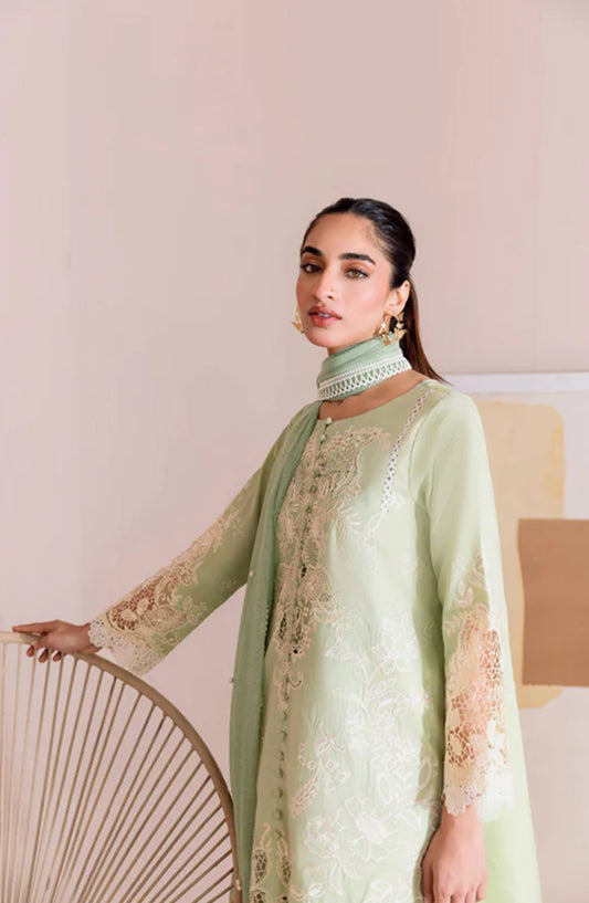 Magnolia Garden by Manara Embroidered Lawn Unstitched 3 Piece Suit - SAGE - MNR25MG - Green - Summer Collection