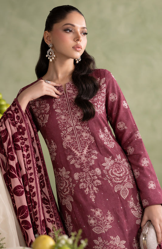 Mah-e-Naaz by Amna Khadija Embroidered Chamki Dhanak Unstitched 3 Piece Suit - D-01 - AM26MHN - Pink - Winter Collection