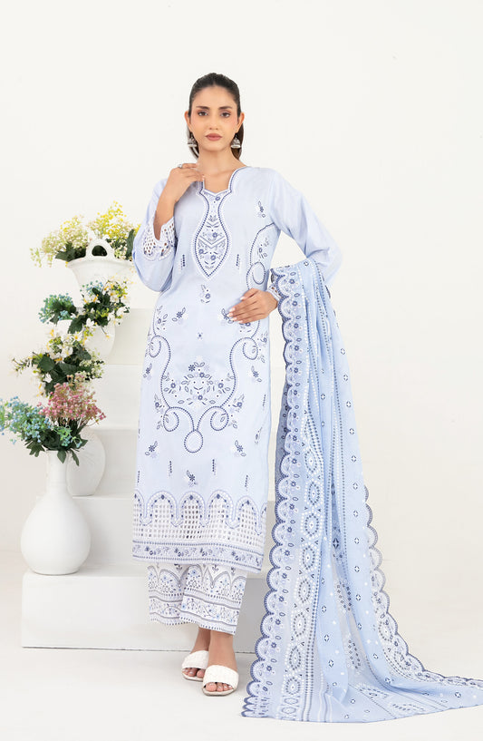 Mahara by Tawakkal Fabrics Embroidered Lawn Unstitched 3 Piece Suit - D-4015 - TF26HRA - Blue - Summer Collection