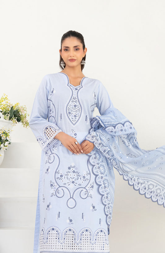 Mahara by Tawakkal Fabrics Embroidered Lawn Unstitched 3 Piece Suit - D-4015 - TF26HRA - Blue - Summer Collection