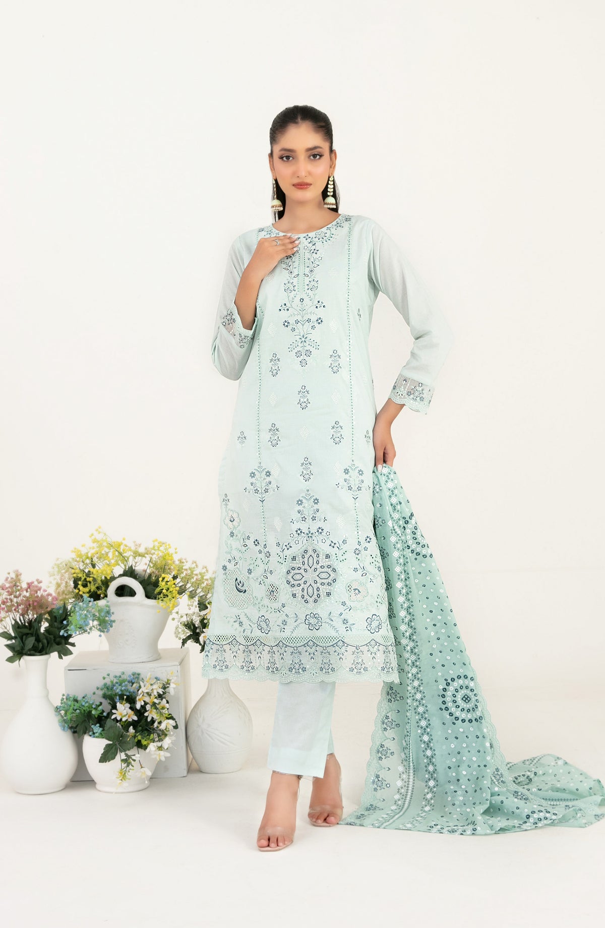 Mahara by Tawakkal Fabrics Embroidered Lawn Unstitched 3 Piece Suit - D-4014 - TF26HRA - Green - Summer Collection