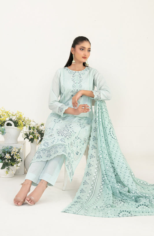 Mahara by Tawakkal Fabrics Embroidered Lawn Unstitched 3 Piece Suit - D-4014 - TF26HRA - Green - Summer Collection