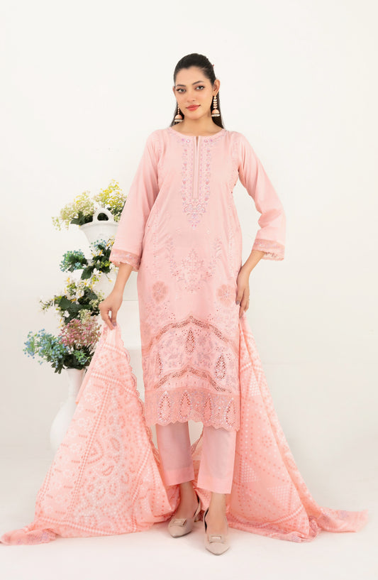 Mahara by Tawakkal Fabrics Embroidered Lawn Unstitched 3 Piece Suit - D-4011 - TF26HRA - Pink - Summer Collection