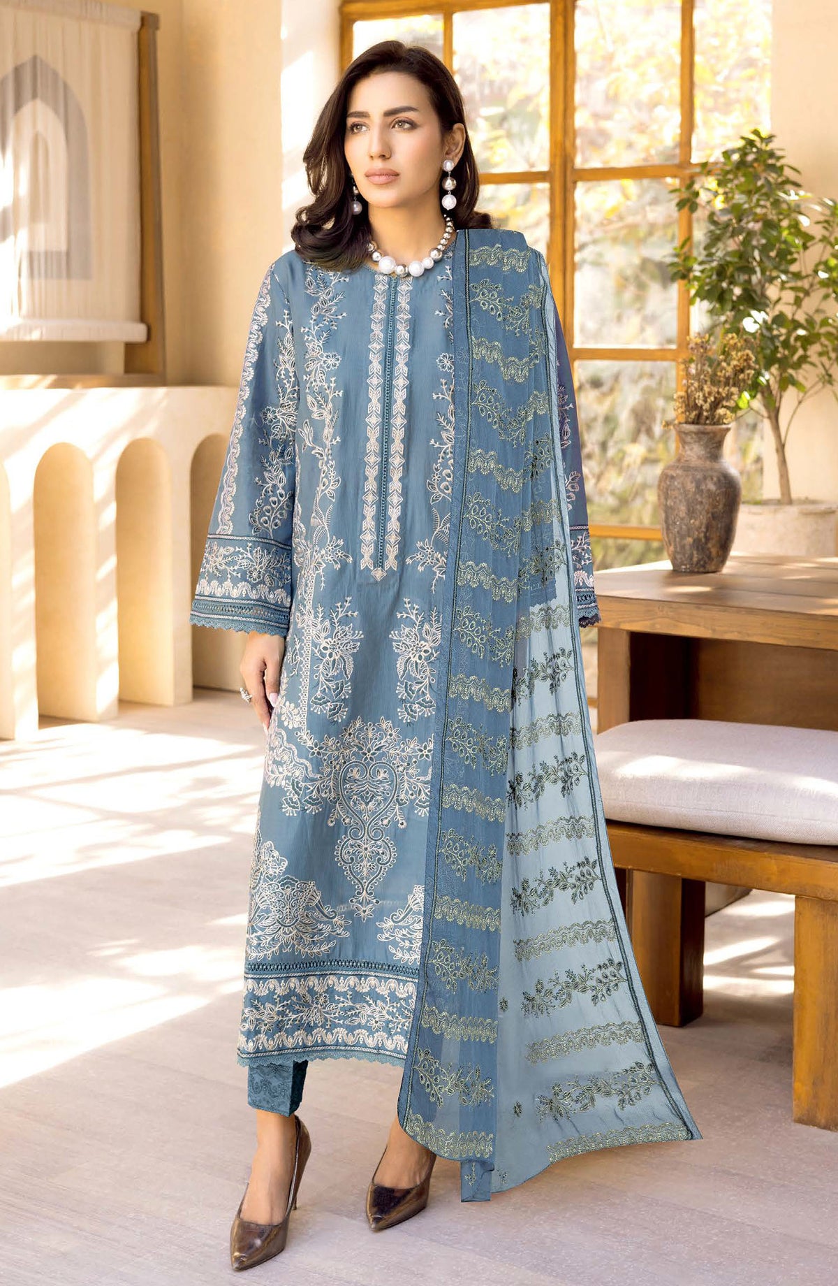 Maheer by Johra Embroidered Lawn Unstitched 3 Piece Suit - JH-758 - JH25MHR - Blue - Summer Collection
