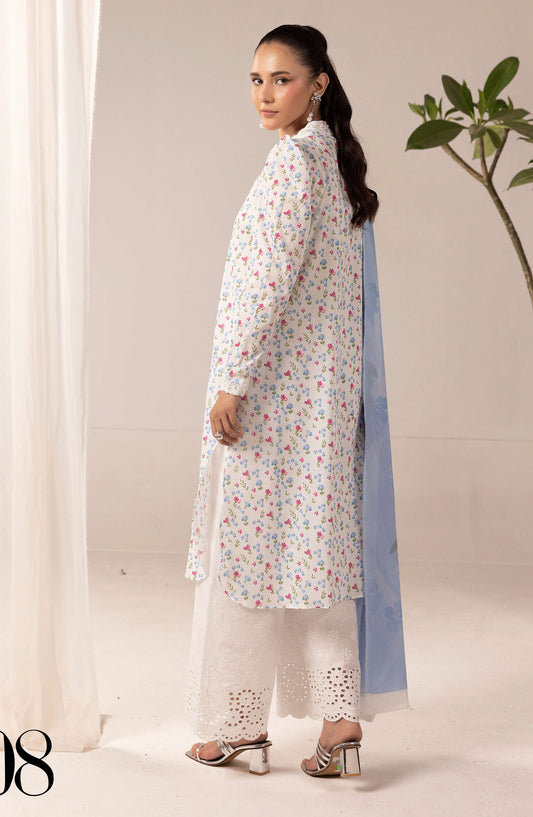 Mahee's by Riaz Arts Embroidered Lawn Unstitched 3 Piece Suit - Design-08 - RA25PRM - White - Summer Collection