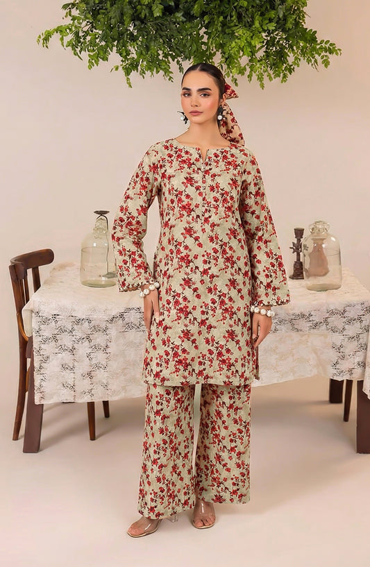 Mahi by Al Karim Printed Lawn Unstitched 2 Piece Suit - DE-05 - AK26AMHI - Fawn - Summer Collection