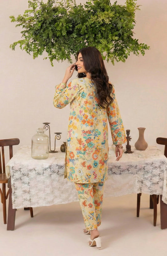 Mahi by Al Karim Printed Lawn Unstitched 2 Piece Suit - DE-17 - AK26AMHI - Yellow - Summer Collection