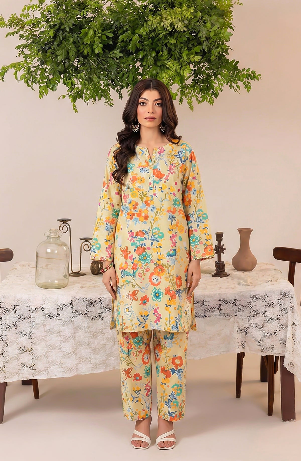 Mahi by Al Karim Printed Lawn Unstitched 2 Piece Suit - DE-17 - AK26AMHI - Yellow - Summer Collection