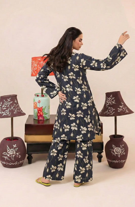 Mahi by Al Karim Printed Lawn Unstitched 2 Piece Suit - DE-01 - AK26AMHI - Black - Summer Collection