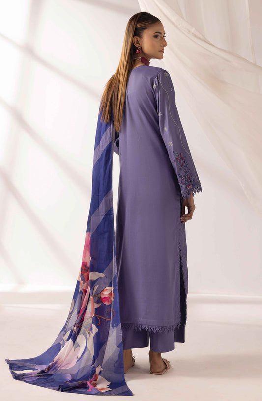Mahjabeen by Al Karim Embroidered Lawn Unstitched 3 Piece Suit - M-111 - AK26MHJ - Blue - Summer Collection