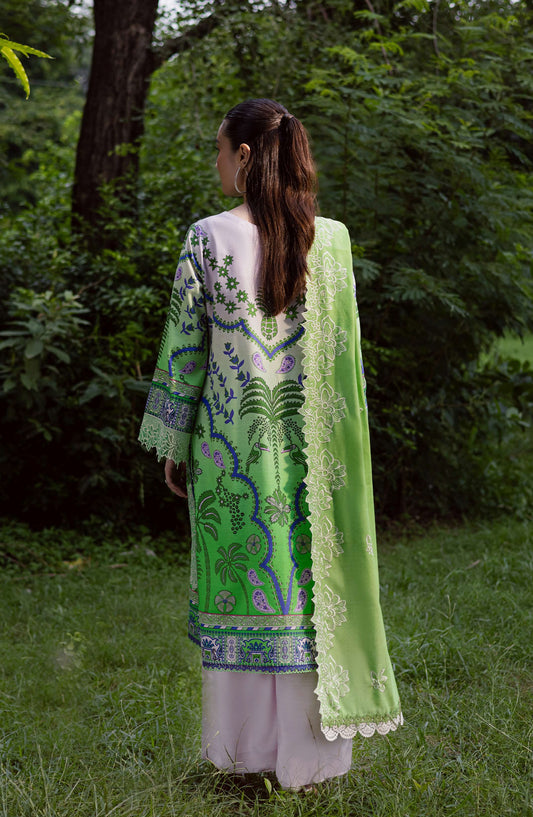 Mahnur Gardenia Embroidered Khaddar Unstitched 3 Piece Suit - GR-07 - MH25GR - Green - Winter Collection