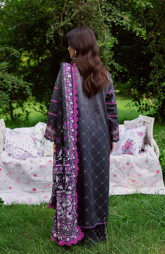 Mahnur Gardenia Embroidered Khaddar Unstitched 3 Piece Suit - GR-02 - MH25GR - Blue - Winter Collection