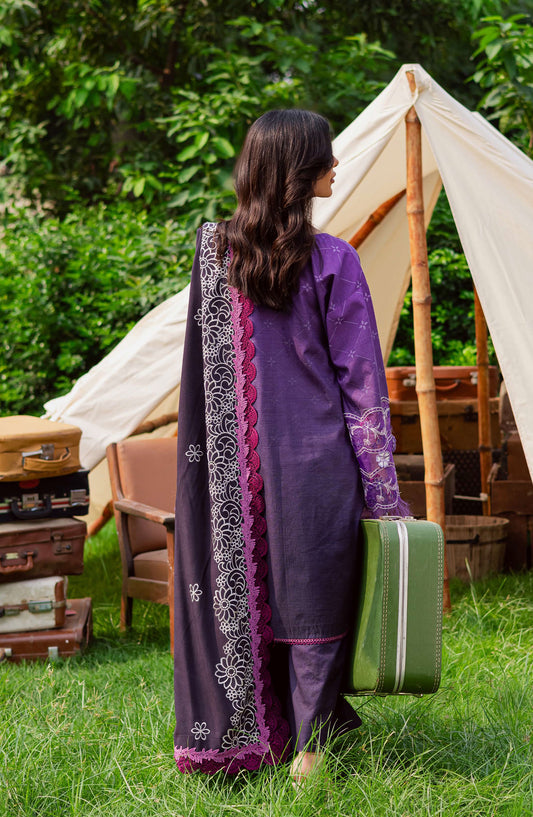 Mahnur Gardenia Embroidered Khaddar Unstitched 3 Piece Suit - GR-01 - MH25GR - Purple - Winter Collection