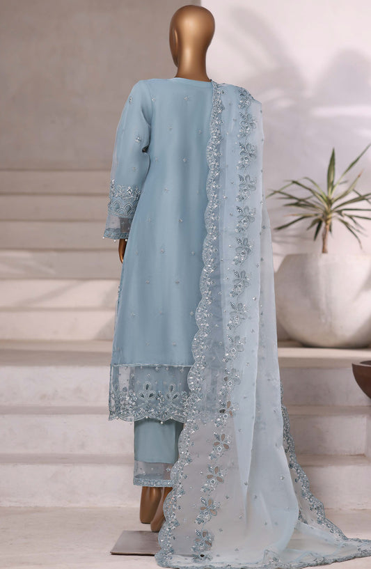 Mahpara by Sadabahar Embroidered Organza Stitched 3 Piece Suit - Design-04 - SBD25PARA - Blue - Festive Fotrmals Collection