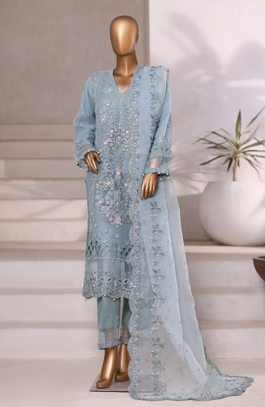 Mahpara by Sadabahar Embroidered Organza Stitched 3 Piece Suit - Design-04 - SBD25PARA - Blue - Festive Fotrmals Collection