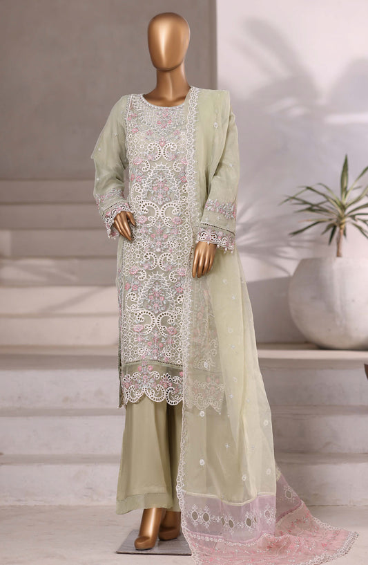 Mahpara by Sadabahar Embroidered Organza Stitched 3 Piece Suit - Design-05 - SBD25PARA - Pista Green - Festive Fotrmals Collection