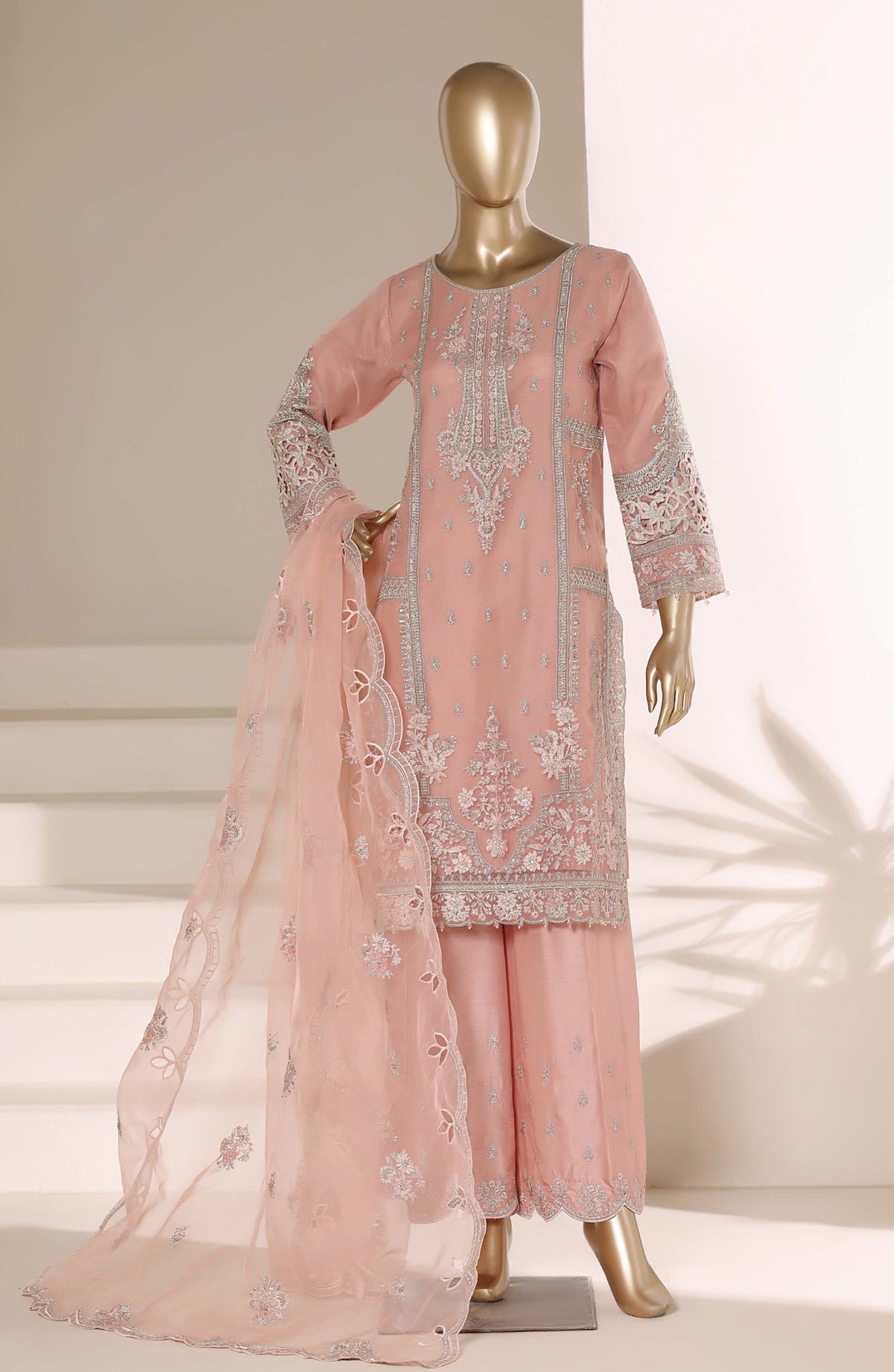 Mahpara by Sadabahar Embroidered Formal Stitched 3 Piece Suit - D-01 - SBD26NVI - Pink - Festive Collection