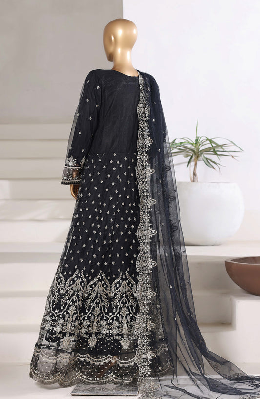 Mahpara by Sadabahar Embroidered Net Stitched 3 Piece Suit - Design-01 - SBD25PRLM - Black - Luxury Festive Collection