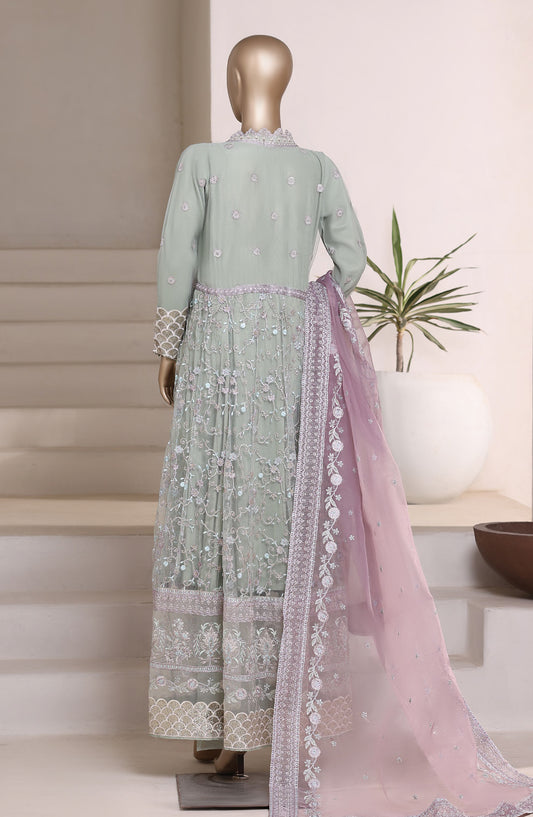 Mahpara by Sadabahar Embroidered Net Stitched 3 Piece Suit - Design-02 - SBD25HPRA - Green - Luxury Festive Collection