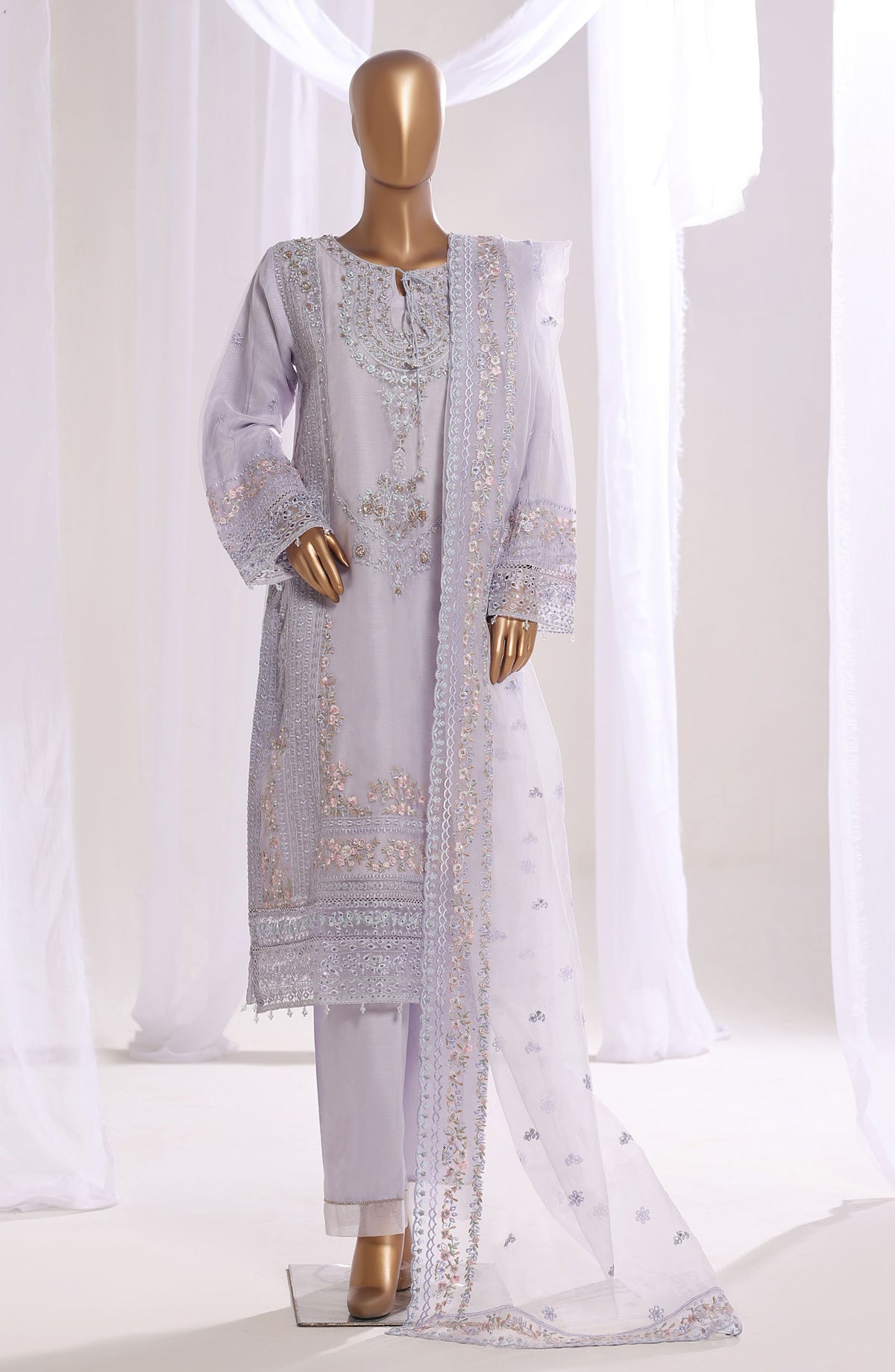 Mahpara by Sadabahar Embroidered Organza Stitched 3 Piece Suit - AG-30 - SBD25MHAPA - Purple - Festive Collection