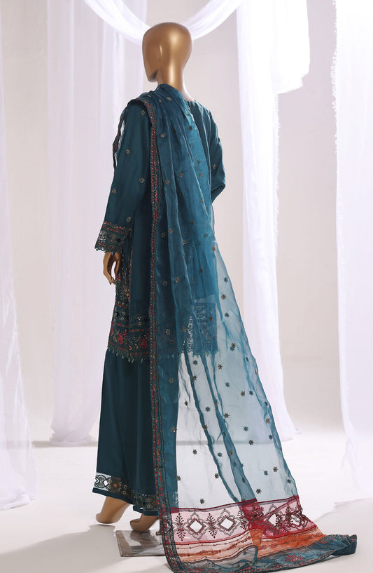 Mahpara by Sadabahar Embroidered Organza Stitched 3 Piece Suit - B-37 - SBD25MHAPA - Teal - Festive Collection