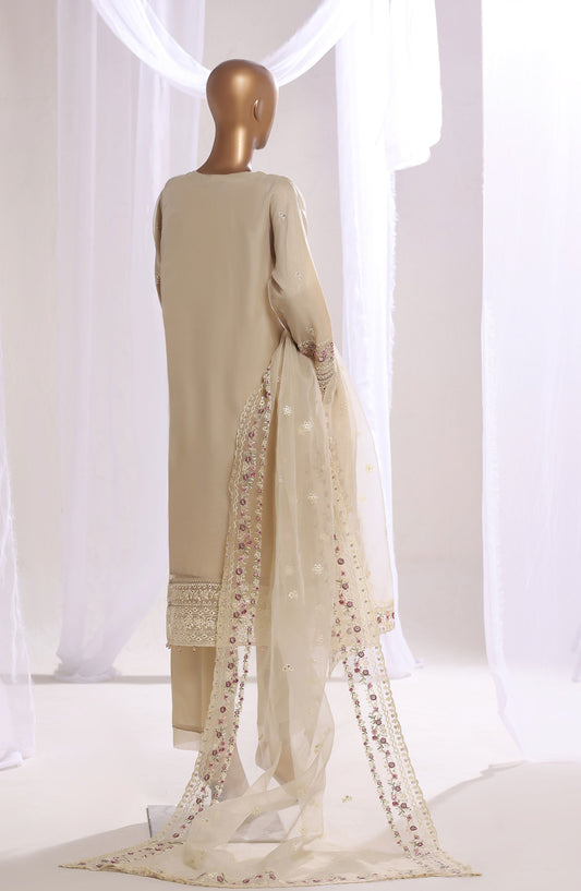 Mahpara by Sadabahar Embroidered Organza Stitched 3 Piece Suit - AG-30 - SBD25MHAPA - Fawn - Festive Collection