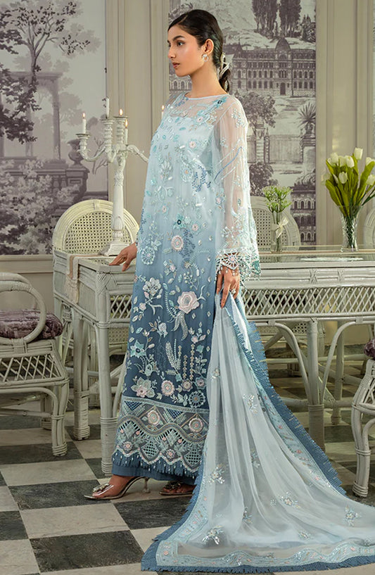 Mahroosh by Zebtan Embroidered Luxury Chiffon Unstitched 3 Piece Suit - ZM-03 - ZBT25MH - Blue - Formal Collection