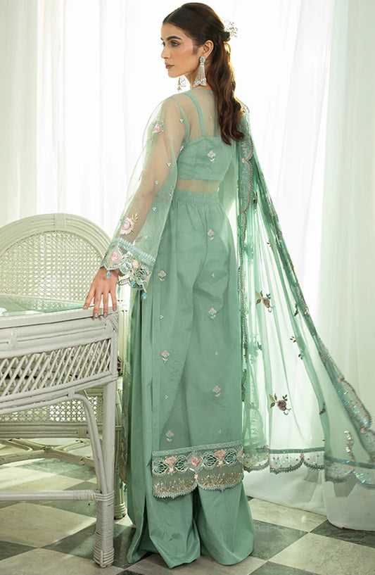 Mahroosh by Zebtan Embroidered Luxury Organza Unstitched 3 Piece Suit - ZM-02 - ZBT25MH - Green - Formal Collection