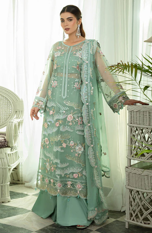 Mahroosh by Zebtan Embroidered Luxury Organza Unstitched 3 Piece Suit - ZM-02 - ZBT25MH - Green - Formal Collection