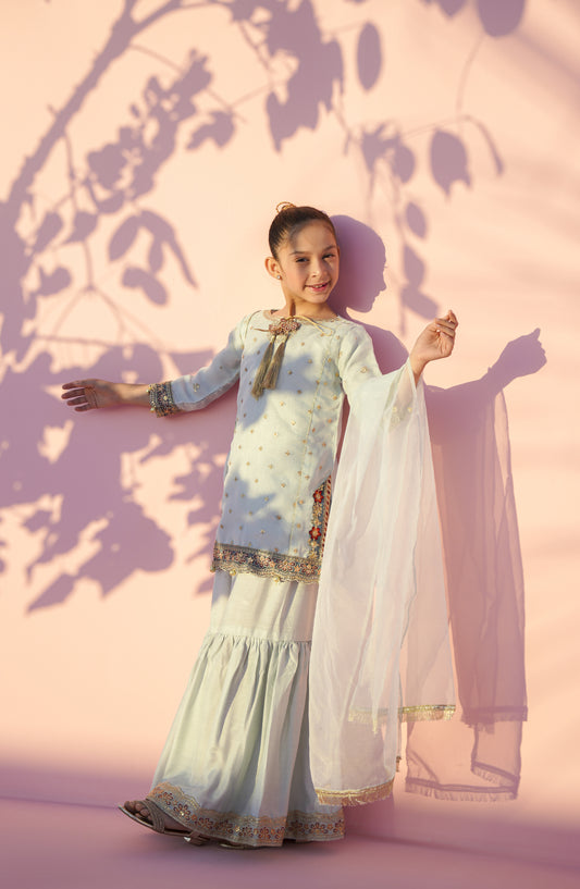 Main Hun Maryam Guriya by Amna Khadija Embroidered Organza Stitched 3 Piece Suit - MHMG-06 - AM26MRM - Pista Green - Girls Festive Collection